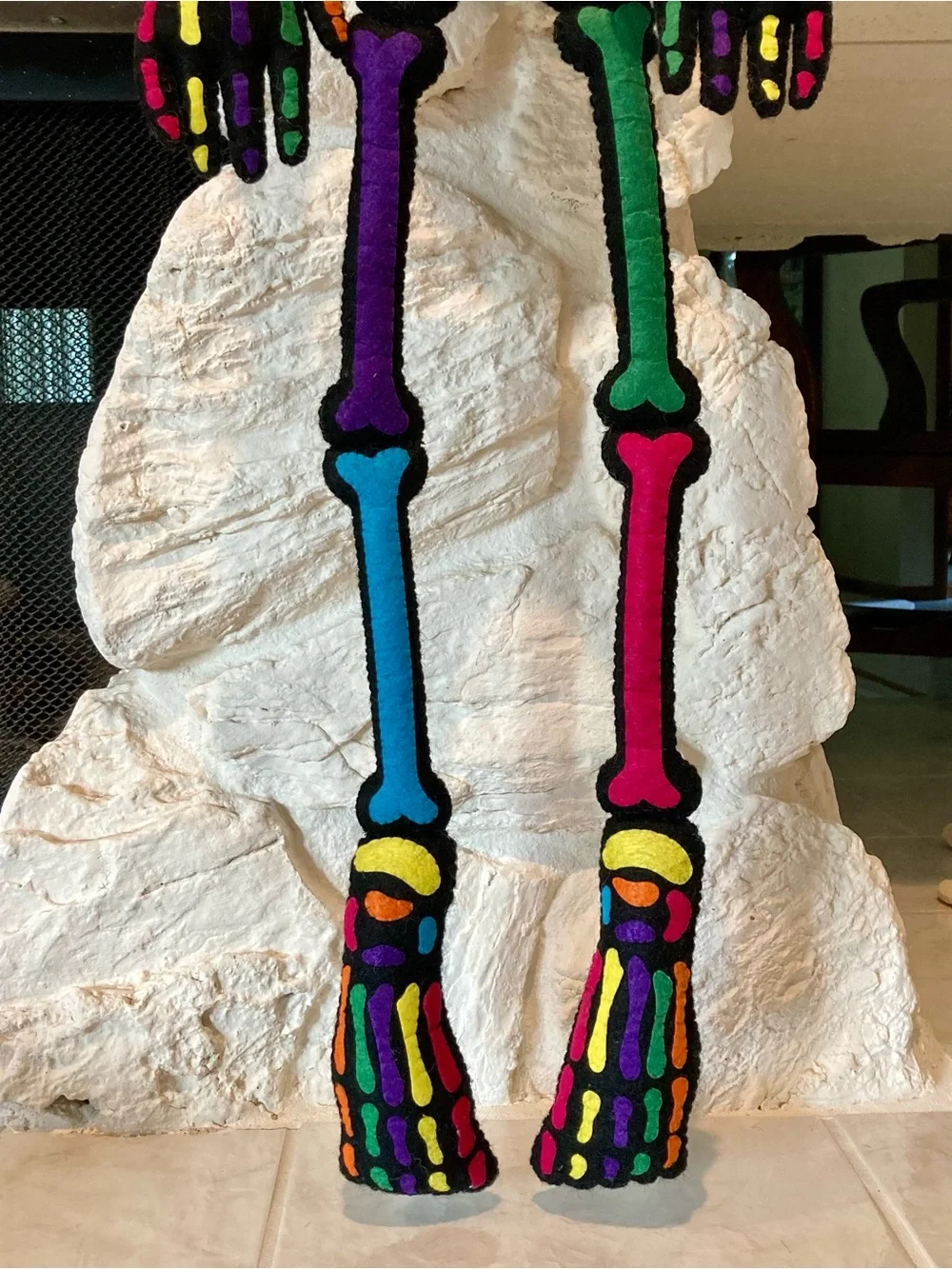 NWT Dia de los Muertos felted rainbow hanging skeleton